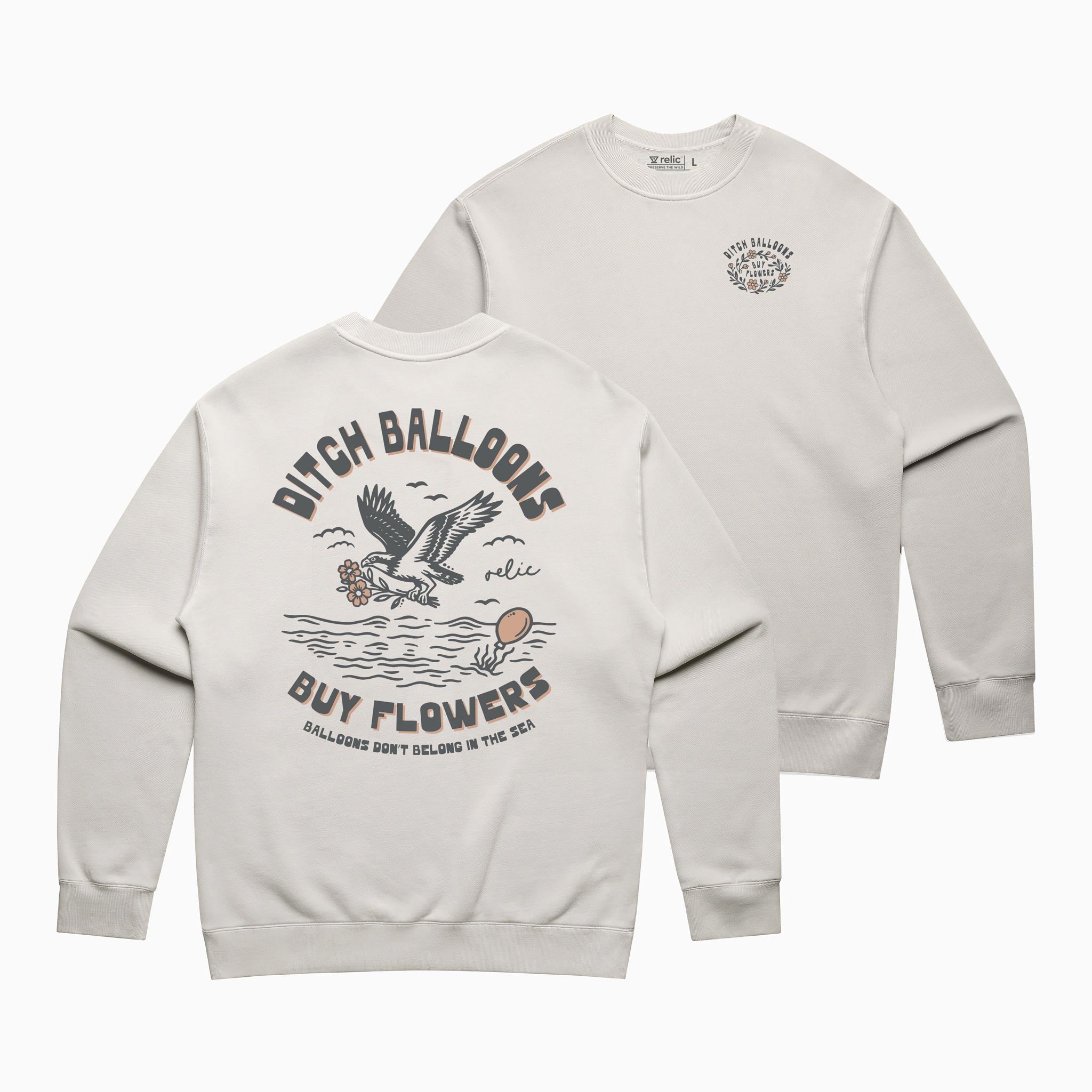 Recycled Ditch Balloons, Buy Flowers Crewneck - Pearl – Relic