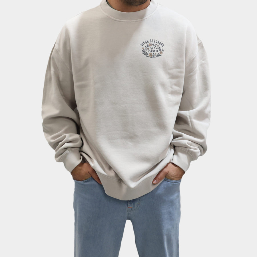 Recycled Ditch Balloons, Buy Flowers Crewneck - Pearl