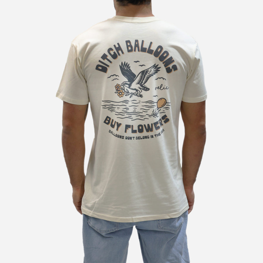 Ditch Balloons, Buy Flowers Tee - Cream