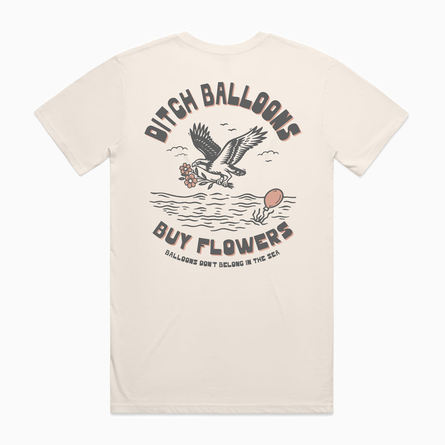 Ditch Balloons, Buy Flowers Tee - Cream