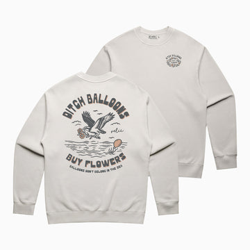 Recycled Ditch Balloons, Buy Flowers Crewneck - Pearl