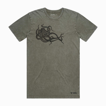 Octopus Tee - Green Mineral Wash