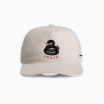 Snake Embroidery Corduroy Trucker - Bone