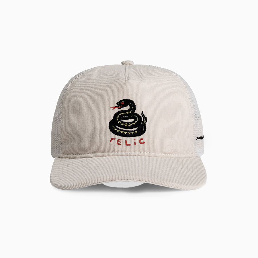 Snake Embroidery Corduroy Trucker - Bone